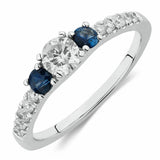 1ct Round Cut Diamond Sapphire Minimalist Engagement Ring 14k White Gold Finish