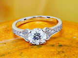 Solitaire Promise Engagement Ring 2.1ct Round Cut Diamond 14k White Gold Finish