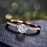 1.3ct Round Diamond Solitaire Engagement Ring with Accents 14k Rose Gold Finish