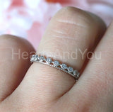 0.3ct Round Cut Moissanite Minimalist Women Wedding Band 14k White Gold Plated