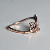 0.5ct Round Cut Moissanite Custom Couple Name Women Ring 14K Yellow Gold Plated