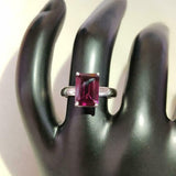 1.5ct Engagement Ring Emerald Cut Pink Ruby Solitaire 14k White Gold Finish