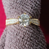 2Ct Round Diamond Solitaire Engagement Ring 14K Yellow Gold Over Two Row Accent