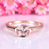1.2ct Round Cut Peach Morganite Engagement Ring Solitaire 14k Rose Gold Finish