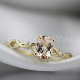 1ct Oval Cut Simulated Morganite Trilogy Engagement Ring 14k Yellow Gold Plated