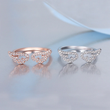 2Ct Round Cut Diamond Angel Wings Open Engagement Ring 14K White Gold Finish