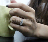 2.2ct Round Cut Moissanite Three Stone Engagement Ring 14k White Gold Plated