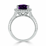2Ct Cushion Cut Purple Amethyst Split Band Engagement Ring 18K White Gold Finish