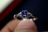 0.55ct Engagement Ring Oval Cut Tanzanite Dainty Minimalist 14k White Gold Over