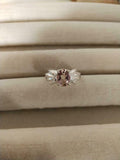 1.5ct Engagement Ring Oval Cut Peach Morganite Partywear 14k White Gold Finish