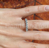 0.1ct Round Cut Moissanite Stackable Women Wedding Band 14k White Gold Plated