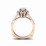 2ct Round Cut VVS1 Diamond Engagement Ring Flower Cocktail 14k White Gold Finish