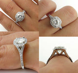 3Ct Round Cut Diamond Split Shank Halo Solitaire Ring 14K White Gold Finish