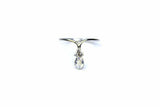 0.4ct Engagement Ring Oval Cut Diamond Curved Minimalist 14k White Gold Finish