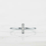 Vertical Bar Women Engagement Ring 0.6ct Round Cut Diamond 14k YellowGold Finish