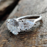 2.2ct Oval Simulated Diamond Three Stone Engagement Ring 14k White Gold Plated