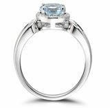 2.25ct Round Cut Blue Aquamarine Split Shank Halo Ring 14k White Gold Finish