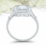 1.5ct Asscher Cut Diamond Engagement Ring Baguette Halo 14k White Gold Finish