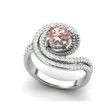 4.5ct Round Cut Peach Morganite Engagement Ring Dual Swirl 14k Rose Gold Finish