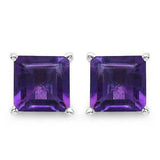 1.5ct Asscher Cut Purple Amethyst Solitaire Stud Earrings 14k White Gold Finish