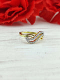 0.2ct Round Cut Moissanite Leaf Split Band Wedding Ring 14k Yellow Gold Plated