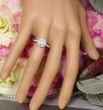 Halo Solitaire Engagement Ring 2ct Round Cut VVS1D Diamond 14k White Gold Finish