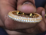 2.1ct Round Cut Moissanite Eternity Cluster Wedding Band 14k Yellow Gold Plated