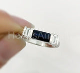0.5ct Baguette Cut Simulated Blue Sapphire Minimalist Ring 14k White Gold Plated
