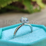 0.5ct Pear Cut Simulated Diamond Halo Engagement Ring 14k White Gold Plated