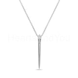 0.025ct Round Cut Moissanite Pointed Bar Pendant Chain 14k Yellow Gold Plated