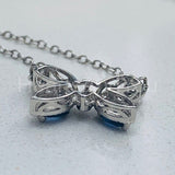 2ct Marquise Simulated Sapphire Butterfly Pendant Chain 14k White Gold Plated