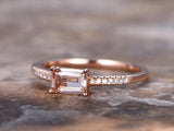 0.5ct Emerald Cut Pink Morganite Solitaire Engagement Ring 14k Rose Gold Finish