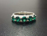 5ct Wedding Band Round Cut Green Emerald Half Eternity 14k White Gold Finish