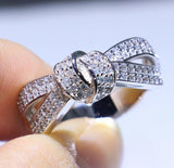 2ct Round Cut VVS1 Diamond Engagement Ring 14k White Gold Finish Ribbon Bow Knot
