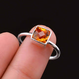 0.5ct Engagement Ring Cushion Cut Yellow Citrine Solitaire 14k White Gold Finish
