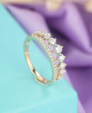 Cluster Crown Tiara Engagement Ring 1.2ct Round Cut Diamond 14k Yellow Gold Over