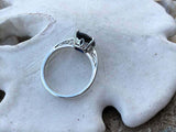 2.2ct Engagement Ring Cushion Cut Blue Sapphire Solitaire 14k White Gold Finish