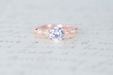 1.55ct Round Cut Diamond Engagement Ring Milgrain Vintage 14k Rose Gold Finish