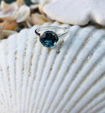 2ct Engagement Ring Round Cut London Blue Topaz Solitaire 14k White Gold Finish