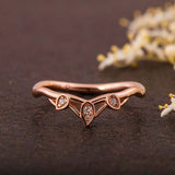 Minimalist Twig Wedding Ring Band 0.6ct Round Cut Diamond 14k Rose Gold Finish