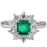 3ct Asscher Cut Green Emerald Engagement Ring Diamond Halo 14k White Gold Finish