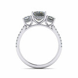 4ct Emerald Cut Diamond Engagement Ring Bridal Set Trilogy 14k White Gold Finish