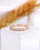 0.2ct Round Cut Moissanite Minimalist Women Wedding Band 14k Rose Gold Plated