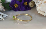 0.4ct Engagement Ring Round Cut Green Peridot Solitaire 14k Yellow Gold Finish