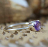 1.5ct Engagement Ring Oval Cut Purple Amethyst Solitaire 14k White Gold Finish