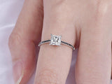 0.5ct Princess Cut Diamond Black Solitaire Engagement Ring 14k White Gold Finish