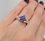 5ct Round Cut Blue Sapphire Unique Stylish Engagement Ring 14k White Gold Finish