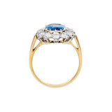 2.8ct Oval Blue Sapphire Engagement Ring Floral Halo Antique 14k Dual Gold Over