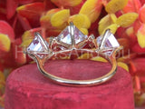 2.5ct Asscher Simulated Diamond Three Stone Engagement Ring 14k WhiteGold Plated