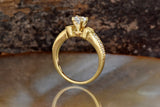 Accents Solitaire Engagement Ring 1.7ct Round Cut Diamond 14k Yellow Gold Finish